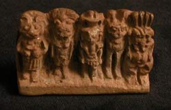 New Kingdom Faience Amulet Depicting Five Deities, 1600 BCE - 600 BCE