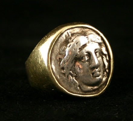Gold Ring Featuring a Silver Stater of Rhodes, 4 BCE - 3 CE