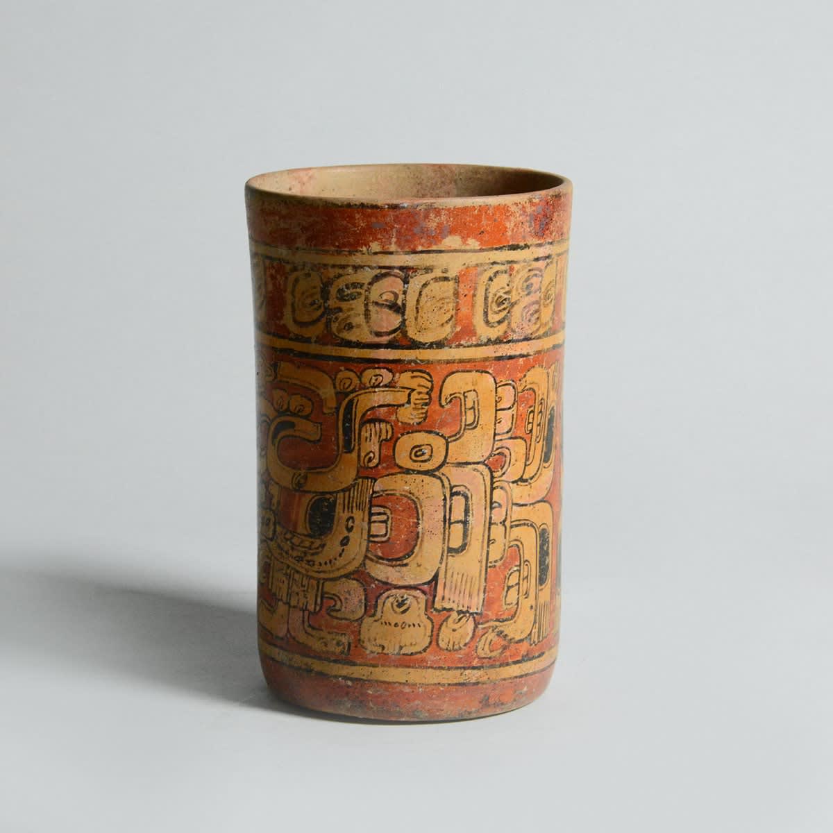 Mayan Polychrome Cylindrical Vessel, 500 CE - 900 CE