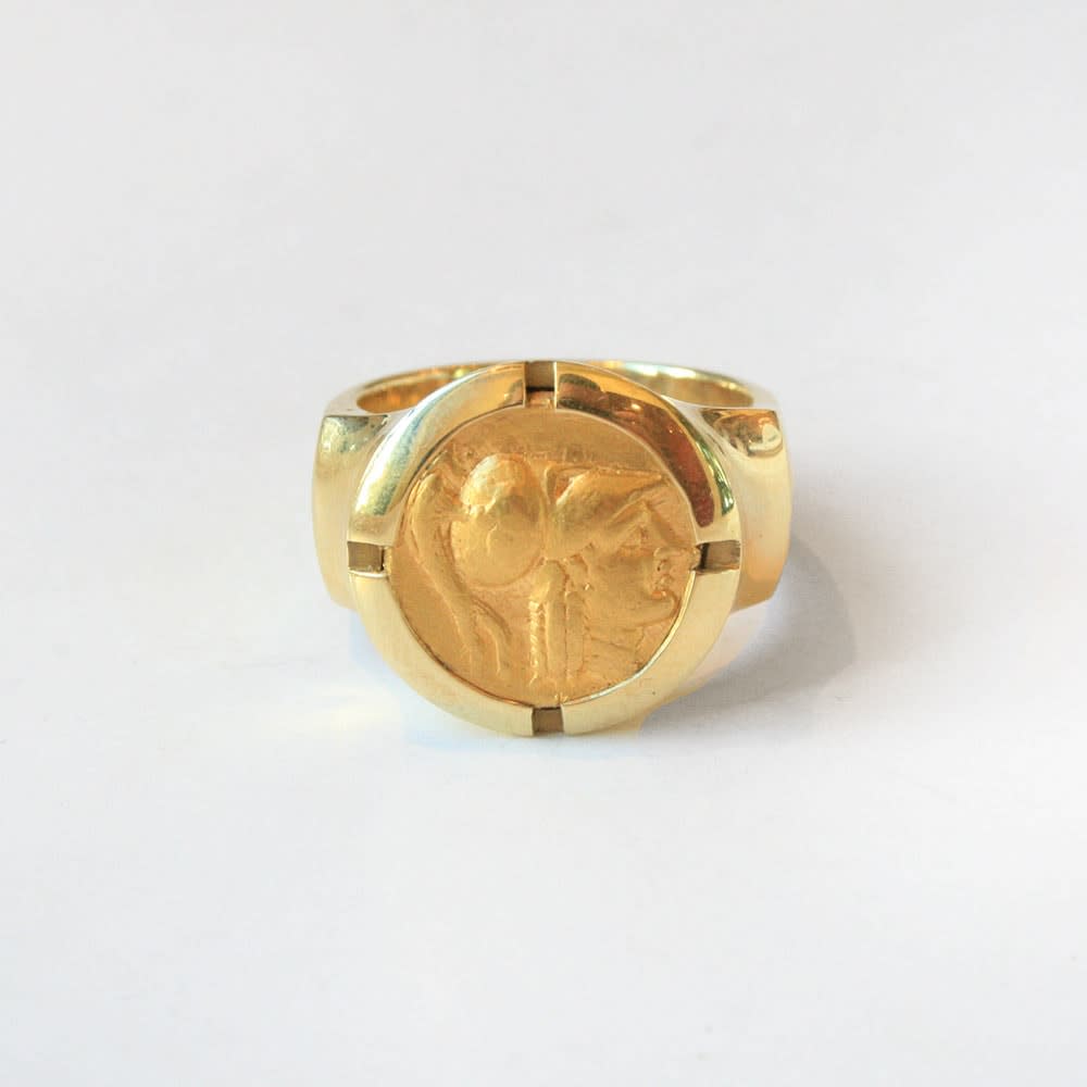 18 Karat Gold Ring Featuring a Gold Stater of Alexander the Great, 336 BCE - 323 BCE