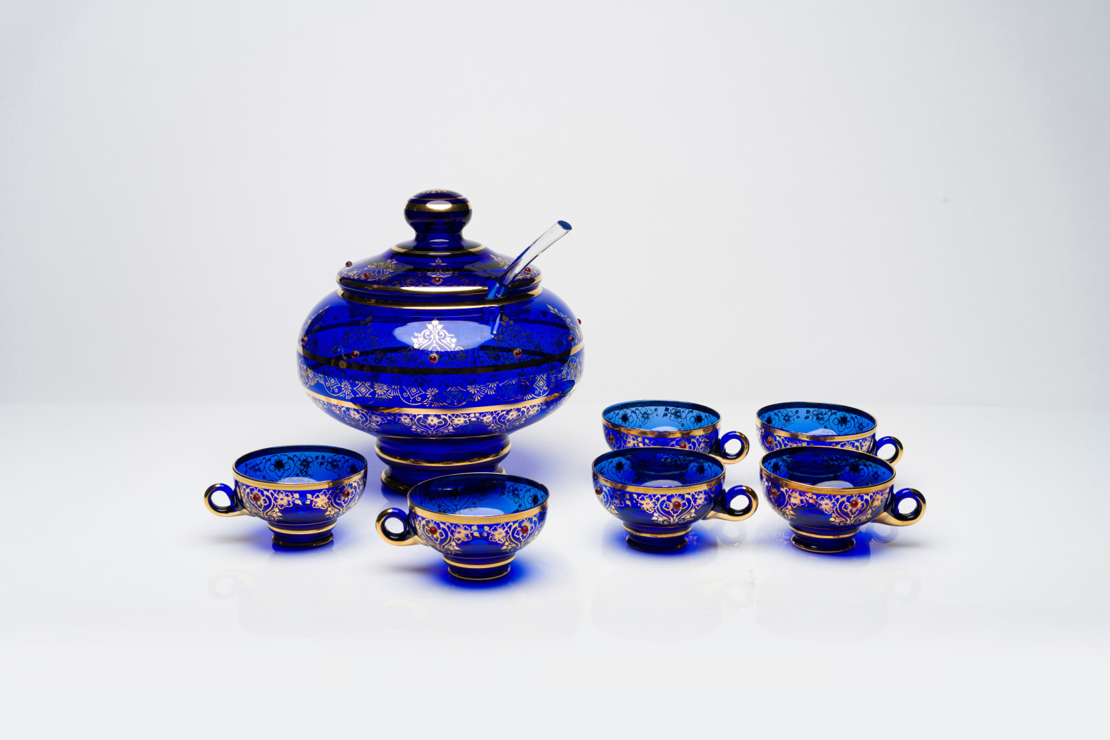 A Set of Moser Vase and Beakers, 19th Century