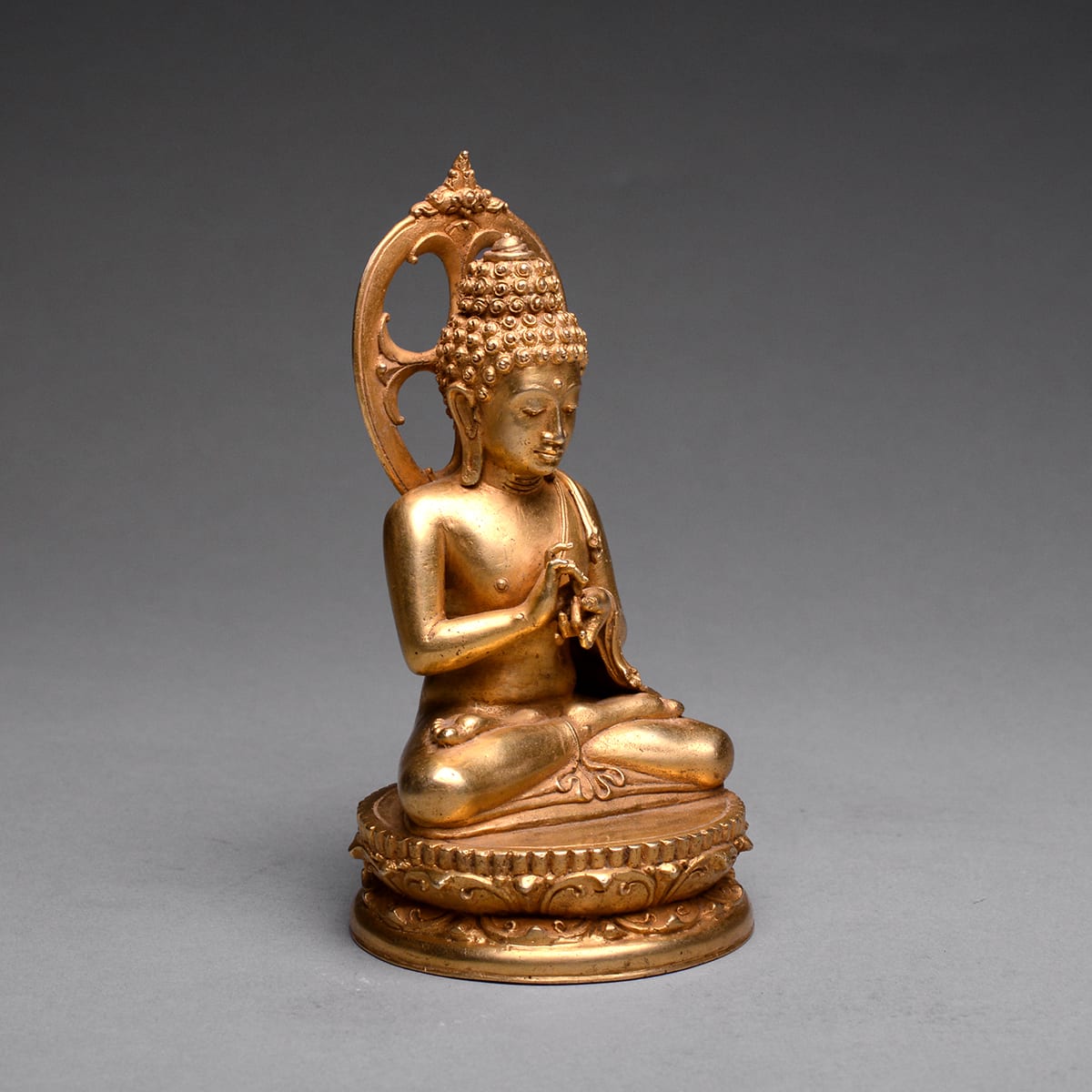 Balinese Gold Figure of Buddha Seated in Dharmacakra Mudra, 800 CE - 1300 CE