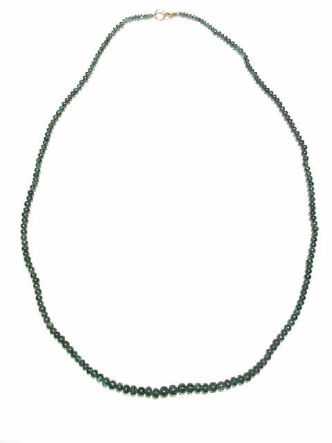 Emerald Bead Necklace with Gold Clasp