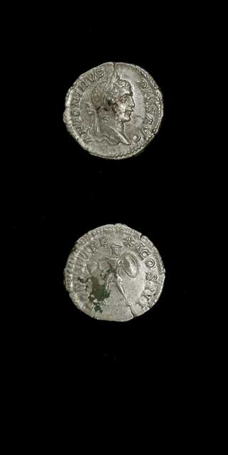 Silver Denarius of Emperor Caracalla, 200 CE - 210 CE