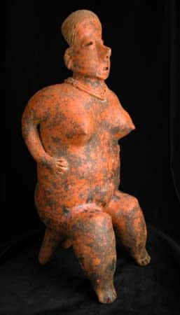 San Sebastián Style Nayarit Terracotta Sculpture of a Seated Woman, 300 BCE - 300 CE