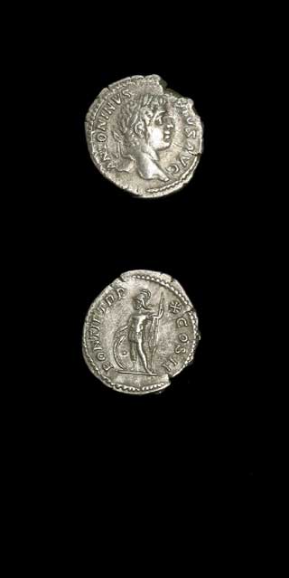 Silver Denarius of Emperor Caracalla, 200 CE - 210 CE