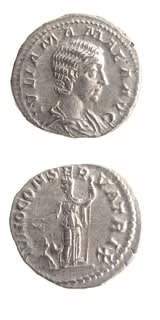 Silver Denarius of Julia Mamaea, 222 CE - 235 CE