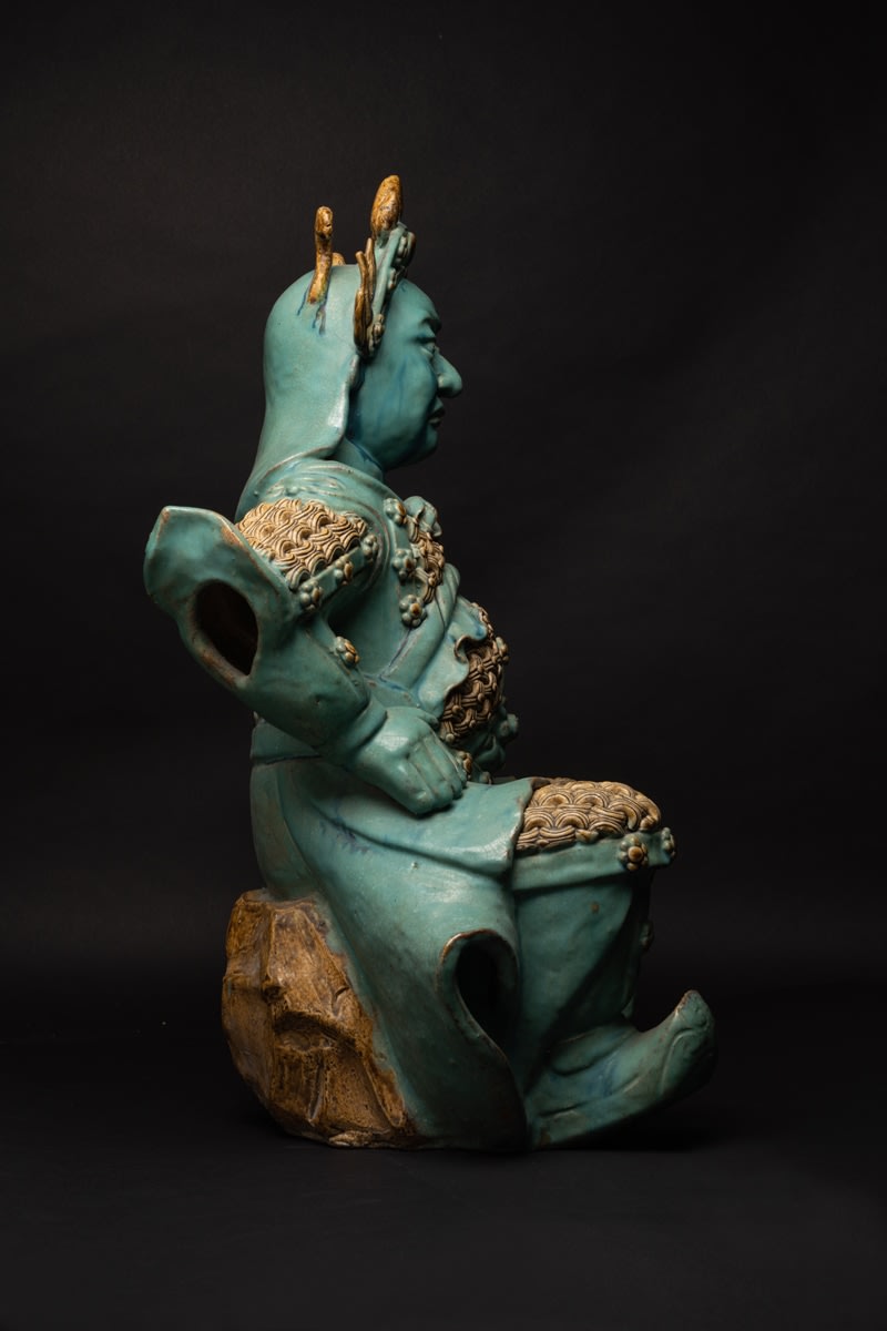 Turquoise statue of a seated warrior, 1500 BCE - 1800 CE