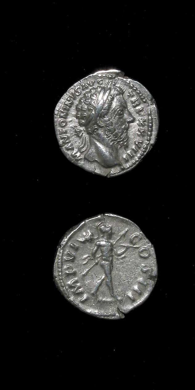 Silver Denarius of Emperor Marcus Aurelius, 161 CE - 180 CE