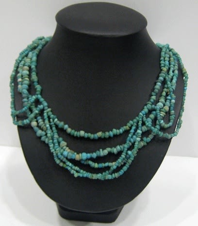 Turquoise Glass Bead Necklace, 100 CE - 1200 CE