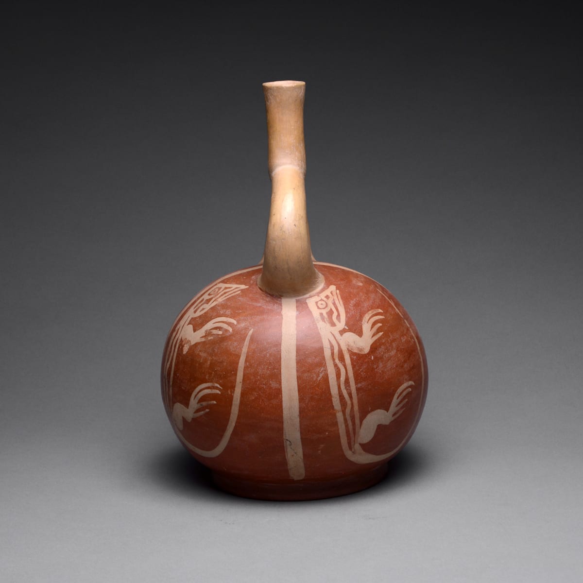 Moche Stirrup Vessel with Four Lizards, 1 CE - 200 CE