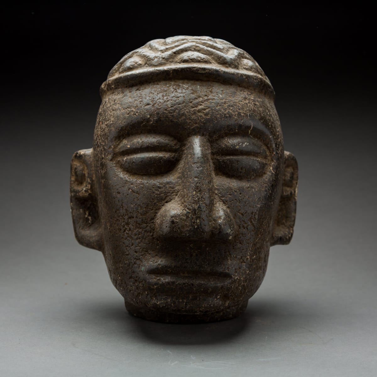 Atlantic Watershed Stone Trophy Head, 500 CE - 1000 CE