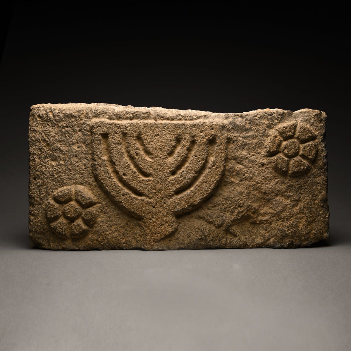 Basalt Synagogue Lintel Depicting a Menorah, 300 CE - 400 CE