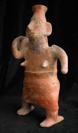 Colima Sculpture of a Woman Carrying a Vase, 300 BCE - 300 CE