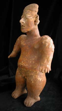 El Arenal Brown Style Jalisco Terracotta Sculpture of a Standing Man, 300 BCE - 300 CE