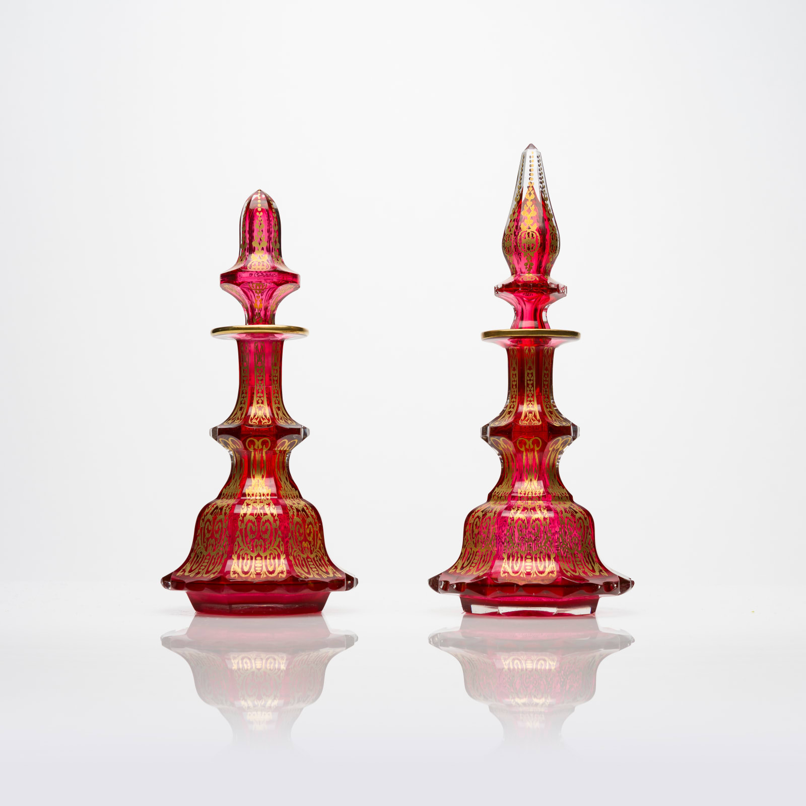 A Pair of Bohemian Glass Perfume Bottles, 19th Century