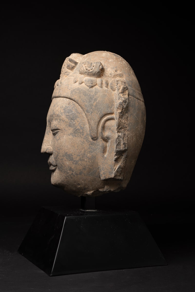 Sui Stone Head of a Bodhisattva, 581 CE - 618 CE