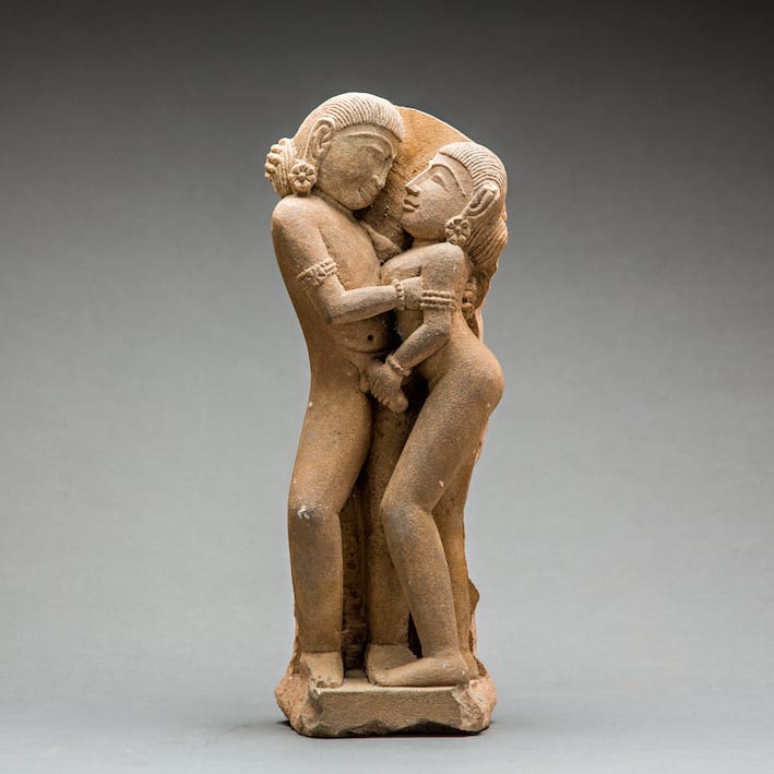 Erotic Sandstone Sculpture of a Couple, 13th Century CE