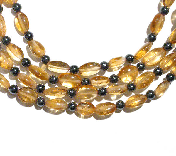 Citrine and Hematite Bead Necklace
