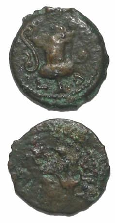 Bronze Prutah of the Procurator of Judea <i>Valerius Gratus</I>, 15 CE - 26 CE
