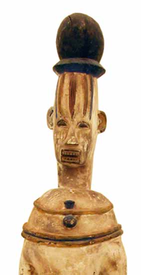 African Art / Pair of Urhobo Painted Wooden Shrine Figures (Edjo), 19th Century CE - 20th Century CE