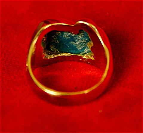 Gold Ring with Faience Eye of Horus Amulet -, 1600 BCE - 1100 BCE