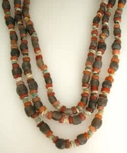 Carnelian, Brown Quartz, And Faience Bead Necklace, 3300 BCE - 1300 BCE