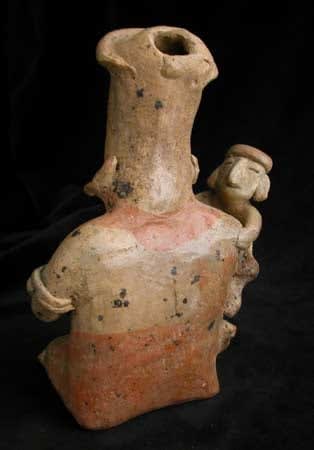 San Juanito Style Jalisco Terracotta Sculpture of a Seated Woman Holding a Child, 300 BCE - 300 CE