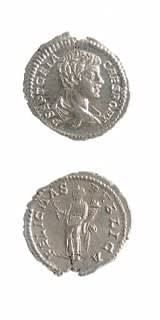 Silver Denarius of Geta Struck While Caesar, 200 CE - 202 CE