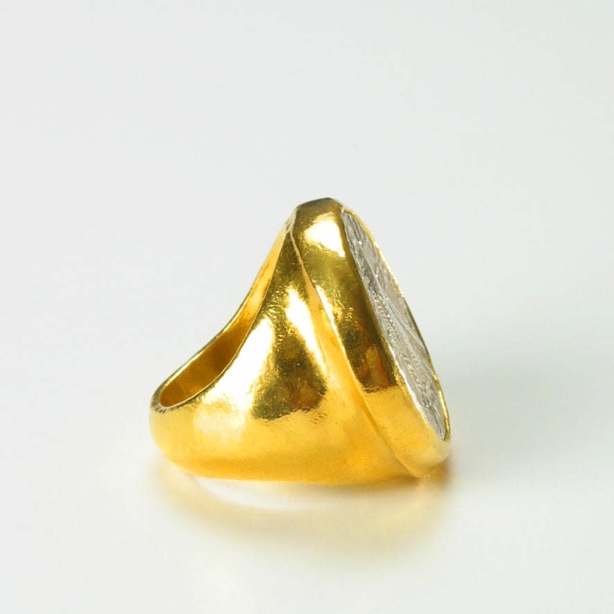 Gold Ring with Silver Tetradrachm of King Ptolemy XII, 85 BCE - 51 BCE