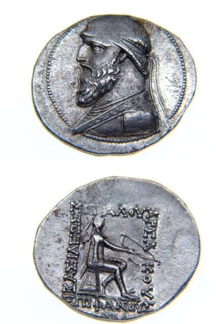 Parthian Silver Tetradrachm of King Mithradates II, 123 BCE - 88 CE