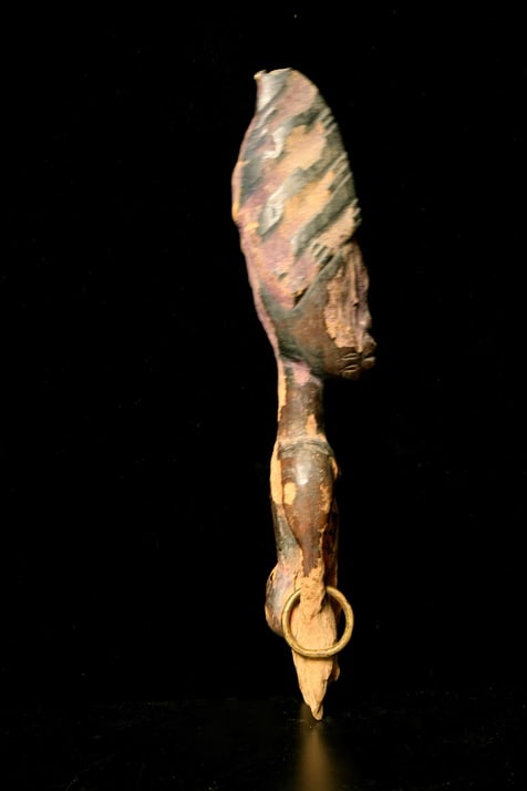 Yoruba Wooden Ibeji Doll with Metal Bracelets, 1850 CE - 1900 CE