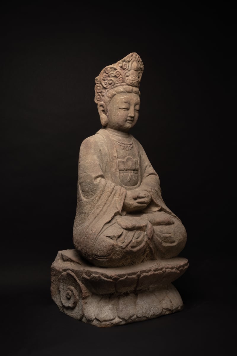 Ming Sandstone Seated Guanyin, 1368 CE - 1644 CE