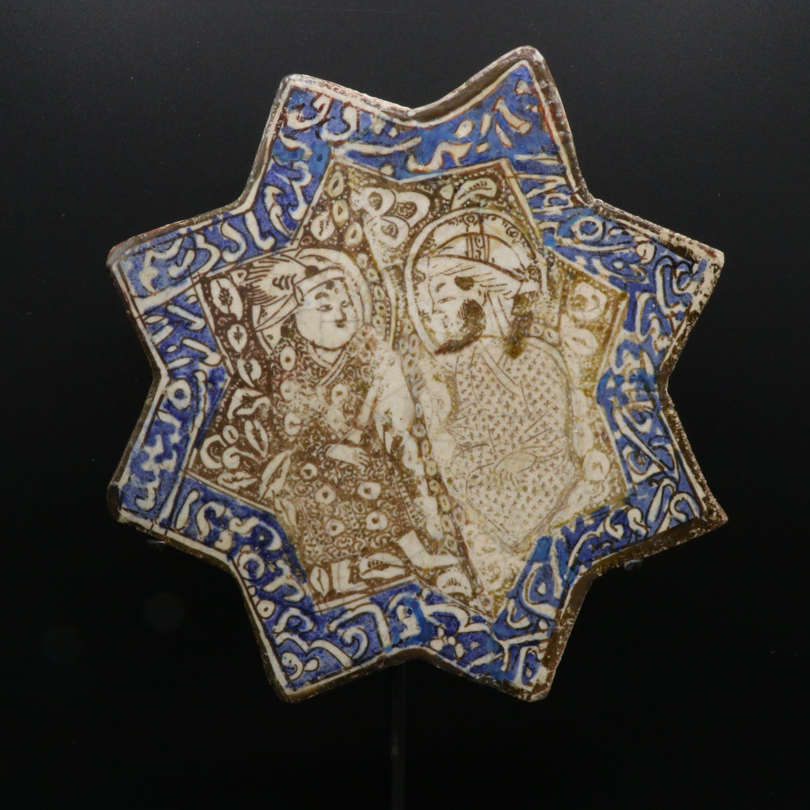 Ilkhanid Lustreware Tile, depicting a Couple in Conversation, Thirteenth to Fourteenth Century AD