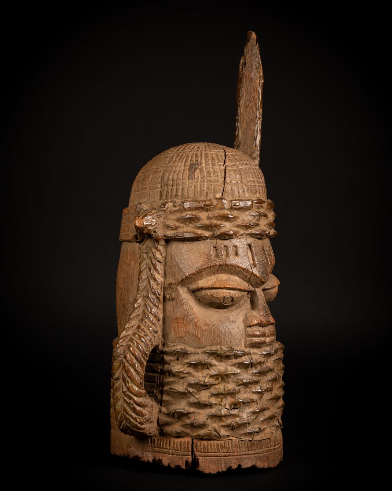 Benin Wooden Head , 19th - 20th century