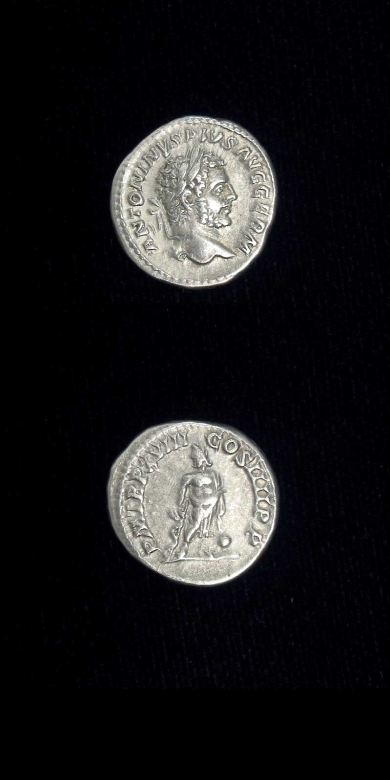 Silver Denarius of Emperor Caracalla, 213 CE - 217 CE