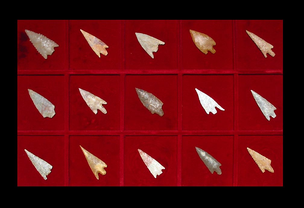 Set of Fifteen Neolithic Flint Arrowheads, 6000 BCE - 4000 BCE