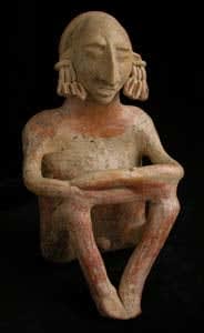San Juanito Style Jalisco Terracotta Sculpture of a Seated Man, 300 BCE - 300 CE