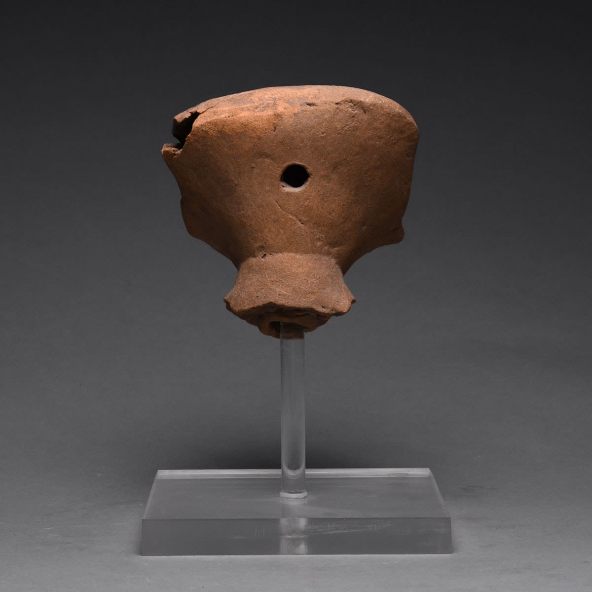 Remojadas Terracotta Sculptural Fragment of a Smiling Head, 500 CE - 900 CE