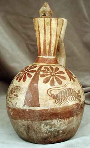 Moche Stirrup-Spouted Vessel with Marine Motifs, 1 CE - 300 CE