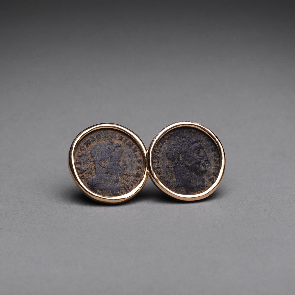 Clip-On Earrings Featuring a Pair of Bronze Coins of Constantine the Great, 307 CE - 337 CE