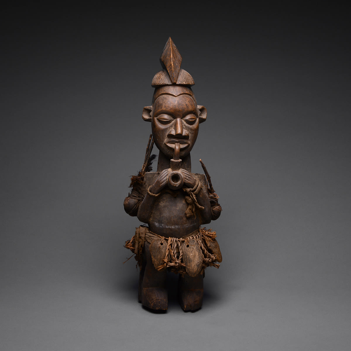 Yaka Wooden Janiform Sculpture, 20th Century CE