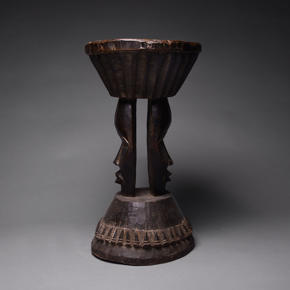 Dan Stool with Two Masks, 1850 CE - 1920 CE