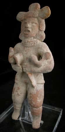Xochipala Sculpture of a Man Holding Two Serpents, 1200 BCE - 900 CE