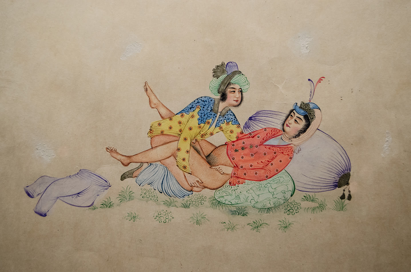 158 - Late Mughal Empire Erotic Manuscript / Painting Inspired by the Kama Sutra, 18th Century CE - 19th Century CE