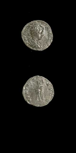 Silver Denarius of Emperor Caracalla, 200 CE - 210 CE