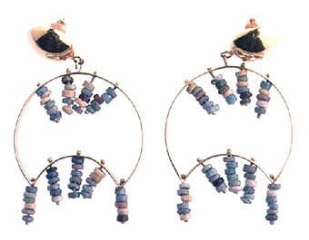 Egyptian Faience Beads Set In 18k Earrings, 1600 BCE - 1100 BCE