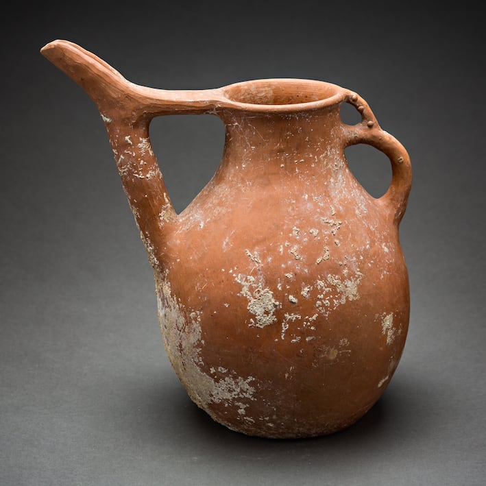 Terracotta Spouted Jug with Conjoined Loops Handle, 1200 BCE - 700 BCE