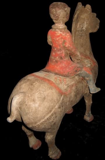 Han Polychrome Horse and Rider, 206 BCE - 220 CE