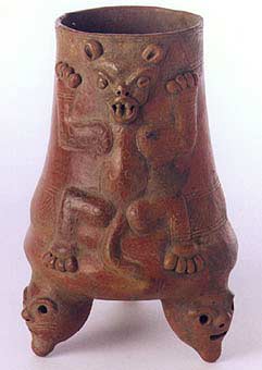 Terracotta Tripod Vessel Featuring a Jaguar, 200 CE - 500 CE